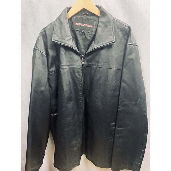 Vintage Franklin Allen Mens Black Lleather Bomber Jacket Size 3XL